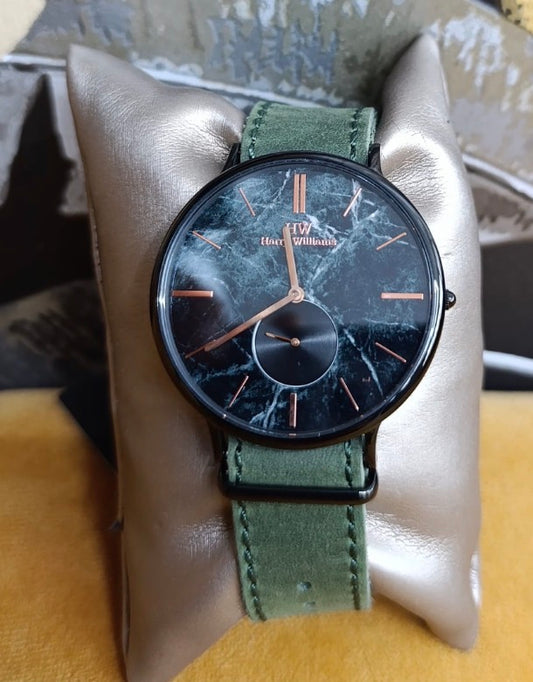 OROLOGIO UOMO PELLE VERDE CON INTERNO MARMO HARRYWILLIAM