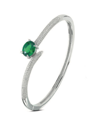 BRACCIALE RIGIDO ARGENTO PIETRA VERDE