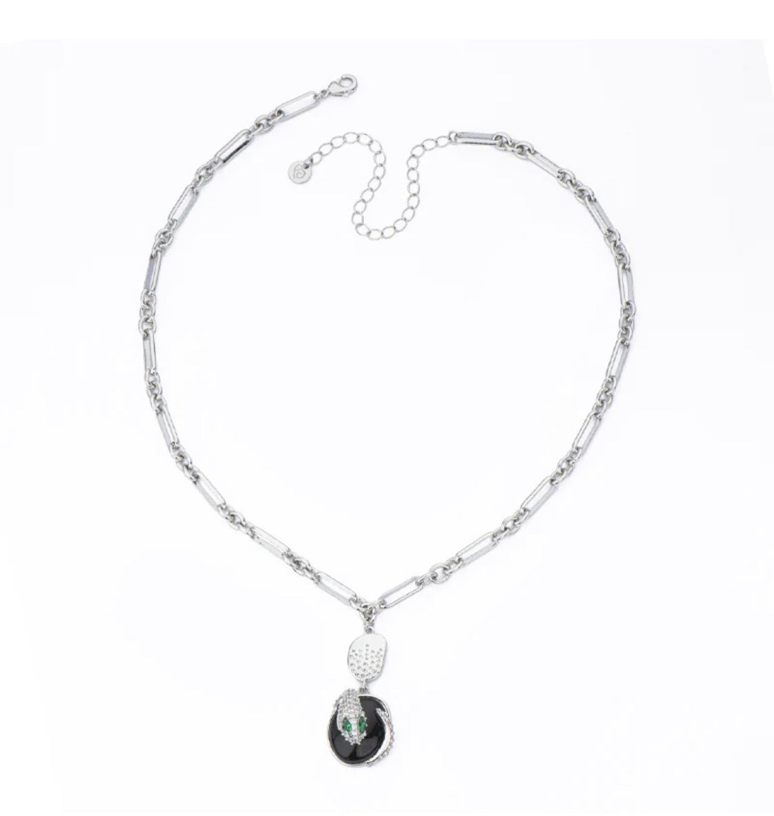 COLLANA GIROCOLLO Y SERPENTE PAVE’ ZIRCONI E PIETRA NERA