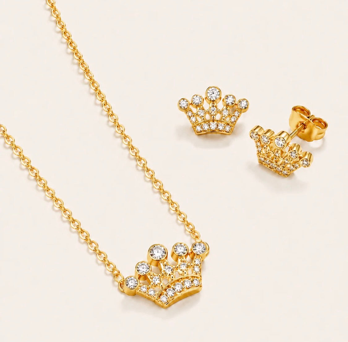 PARURE CORONA ACCIAIO DORATO