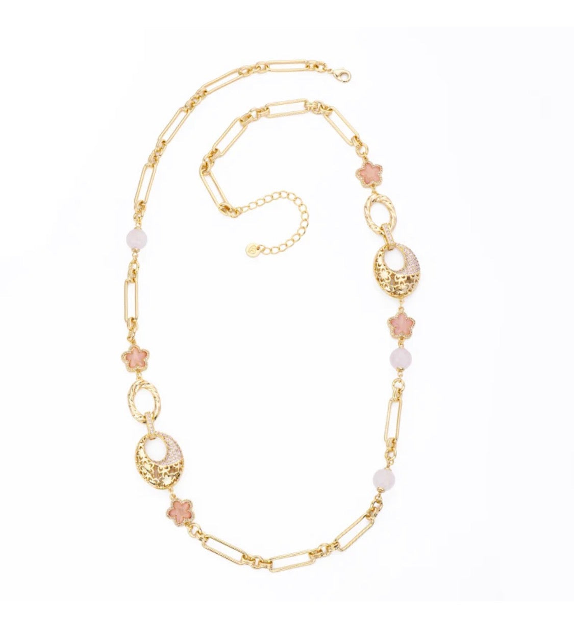 COLLANA CHANEL CON ZIRCONI E PIETRE ROSA