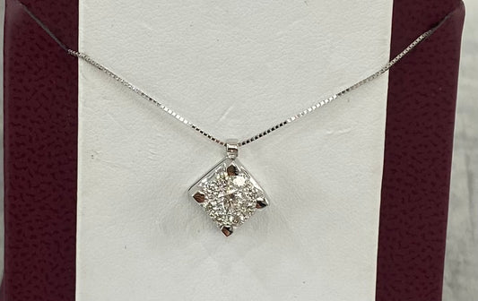 COLLANA SOLITARIO DIAMANTI E ORO BIANCO