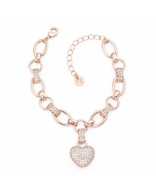 BRACCIALE CATENA CON ZIRCONI BASE ROSATA