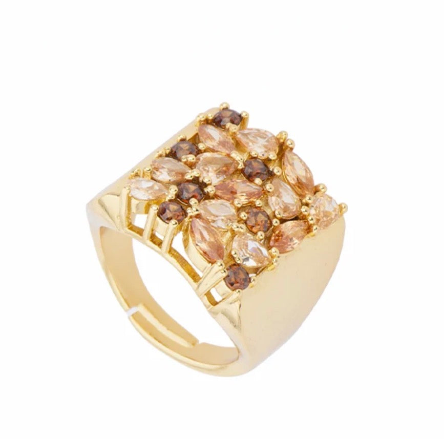 ANELLO BASE DORATA PIETRE MARRONI