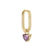 MONO ORECCHINO CERCHIO GOLD CUORE VIOLA