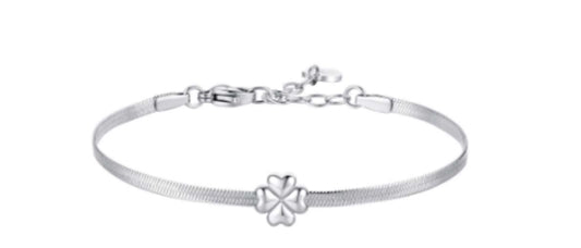 BRACCIALE QUADRIFOGLIO CON MAGLIA PIATTA